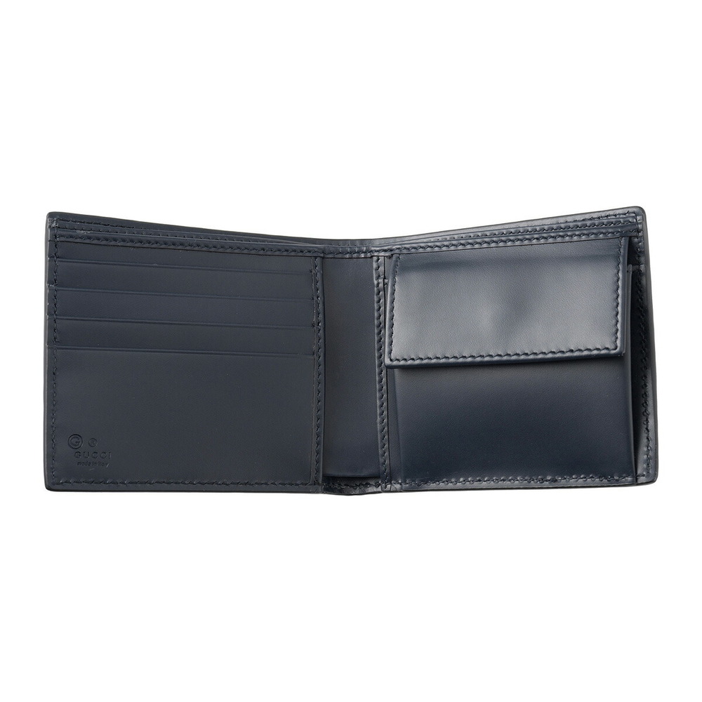 Gucci Guccissima Bifold Wallet Navy Blue - Picture 4 of 9